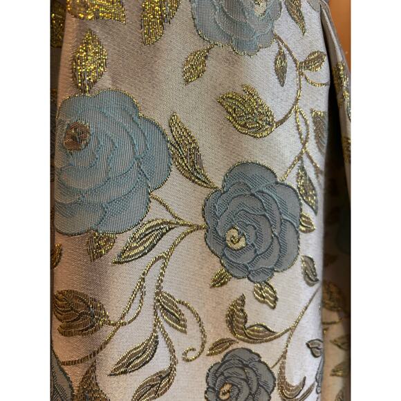 B. Darlin Fit & Flare, Brocade White, Blue, Green/Gold Dress, Size 3/4, EUC - Picture 3 of 5